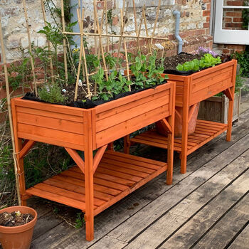 Wooden Raised Herb Planter With Two Liners, 7 of 9