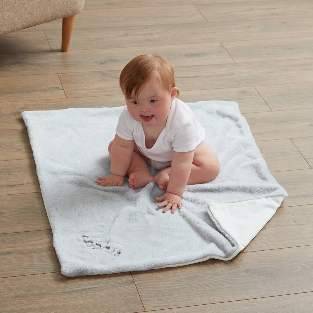 Personalised Grey Faux Fur Baby Blanket By My 1st Years