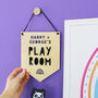 Personalised Monochrome Wooden Playroom Flag, thumbnail 1 of 3