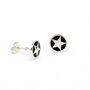 Mini Black Star Enamel Stud Earrings Sterling Silver, thumbnail 1 of 2