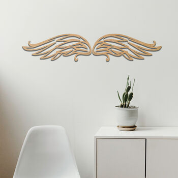 Heavenly Wings Wooden Wall Art Angelic Feathered Decor, 6 of 8