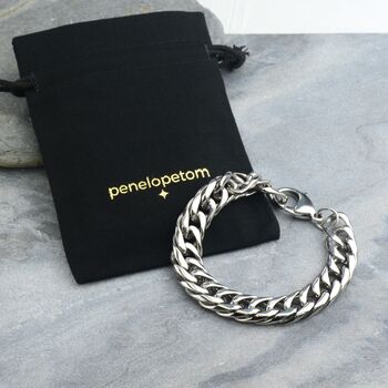 Chunky Stainless Steel Men's Curb Bracelet, 2 of 6