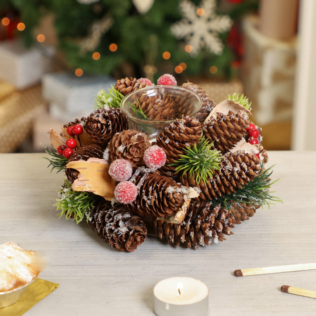 forest flurry pine cone tealight candle holder by dibor