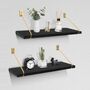 Set Of Two Black Wall Mounted Shelves With Brackets, thumbnail 1 of 8