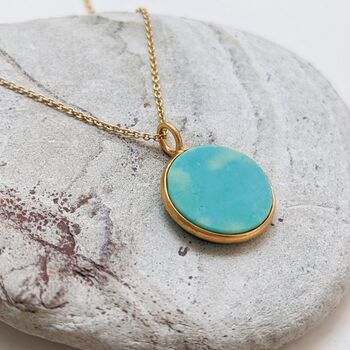 Turquoise December Birthstone Necklace, Gold Plated, 5 of 7