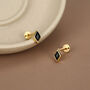 Sterling Silver Black Cz Rhombus 16 G Flat Back Labret Earrings, thumbnail 6 of 11