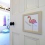 Personalised Flamingo Embroidered Framed Artwork, thumbnail 2 of 6