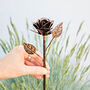 Recycled Iron Distressed Copper Rose Garden Stake, thumbnail 1 of 6