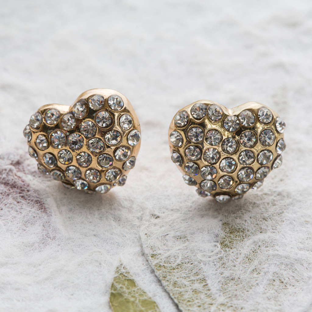 Crystal Heart Stud Earrings By Lola & Alice