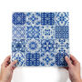 'Mixed Tiles' Worktop Protector Blue And White, thumbnail 3 of 12