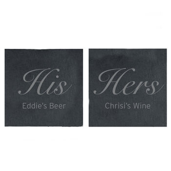 Personalised His And Hers Slate Coaster Set, 3 of 3
