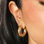 Stainless Steel Chunky Twisted Hoop Earrings In Gold, thumbnail 2 of 4