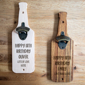 Personalised Wall Mounted Bottle Opener Happy 18th Birthday Gift, 5 of 6