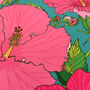 Tropical Hibiscus Flower Print In Pinks, thumbnail 3 of 10