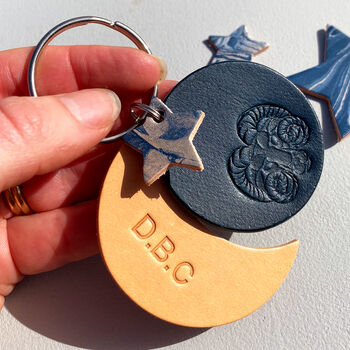 Personalised Aries Star Sign Leather Keyring, 5 of 6