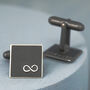 Personalised Infinity Symbol Cufflinks. Oxidised Black, thumbnail 6 of 11