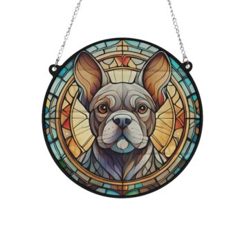 French Bulldog Grey Stained Glass Effect Suncatcher, 3 of 3