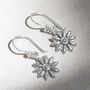 Sterling Silver Dahlia Dangly Earrings, thumbnail 1 of 5