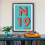 N19 Holloway, Tufnell Park London Postcode Print, thumbnail 1 of 11