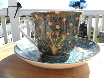 Large Cup And Saucer In William Morris Woodpecker Design, 7 of 12