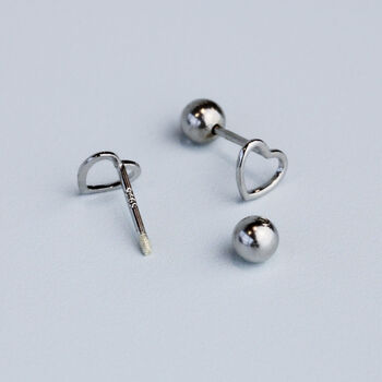 Sterling Silver Screw Back Heart Stud Earrings, 3 of 5