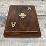 Wooden Carved Double Playing Cards Game Set Box Holder, thumbnail 4 of 6