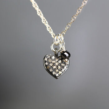Black Diamond Tiny Heart Necklace, 4 of 8