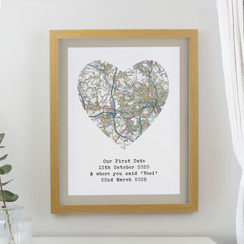 Wedding Anniversary Gifts Personalised Map Location Print, 3 of 9