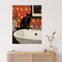 Now Wash Your Paws Cat Bathroom Painting Wall Art Print, thumbnail 1 of 6