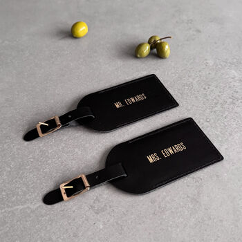 Personalised Mr And Mrs Leather Luggage Tags, 2 of 12