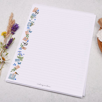 A4 Letter Writing Paper With Blue Florals And Robin, 3 of 4