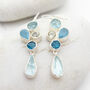 Aquamarine And Apatite Gemstone Sterling Silver Earrings, thumbnail 3 of 4
