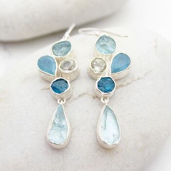 Aquamarine And Apatite Gemstone Sterling Silver Earrings, 3 of 4