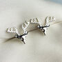 Sterling Silver Stag Head Stud Earrings, thumbnail 3 of 6