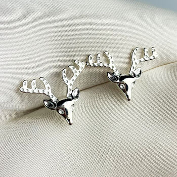 Sterling Silver Stag Head Stud Earrings, 3 of 6