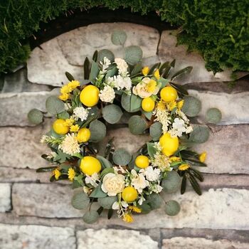 Handmade Lemon, Foliage And Eucalyptus Door Wreath, 3 of 6