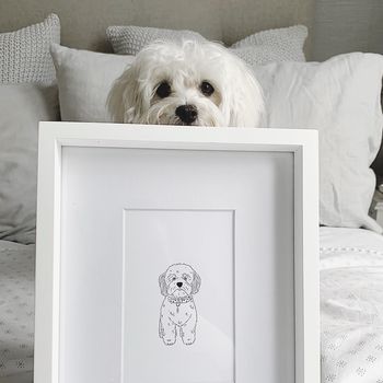 Personalised Illustrated Monochrome Pet Portrait, 4 of 5