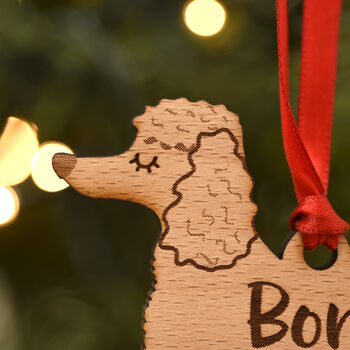 Poodle Personalised Dog Wooden Christmas Decoration, 4 of 7