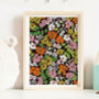 Retro Florals Giclee Wall Print, thumbnail 1 of 7