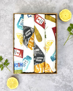 Fish And Chips Napkin Set | Foodie Gift | Hand Drawn Cotton Napkins, 2 of 5
