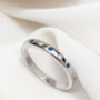 Sterling Silver Ring Band, Blue And White Birthstones, thumbnail 4 of 5