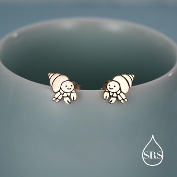 Cute Hermit Crab Stud Earrings In Sterling Silver, 6 of 12