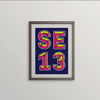 Se13 London Postcode Neon Typography Print, 2 of 4