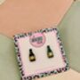 Pop The Bubbly Champagne Bottle Resin Stud Earrings, thumbnail 2 of 3
