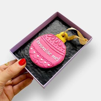 Personalised Pink Bauble Letterbox Cookie, 4 of 11