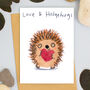 Love And Hugs Card Hedgehog Greeting Card, thumbnail 1 of 1