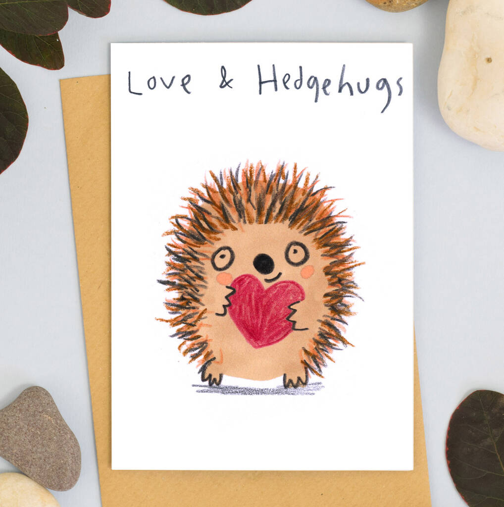 Love And Hugs Card Hedgehog Greeting Card