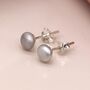 Sterling Silver Grey Freshwater Pearl Stud Earrings, thumbnail 2 of 10