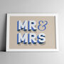 Married Couple Mr And Mrs 3D Signwriting Style Print, thumbnail 2 of 4