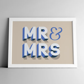 Married Couple Mr And Mrs 3D Signwriting Style Print, 2 of 4